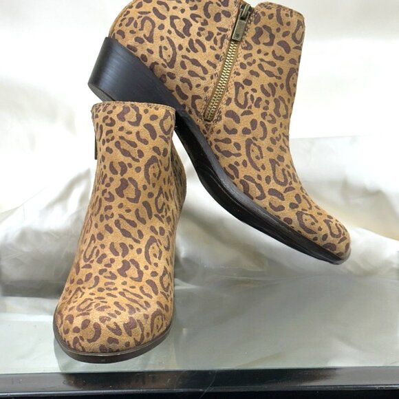 Lucky Brand Women Suede Booties LK-Basel Leopard Print Javan Brown Size 10 M - Picture 15 of 16